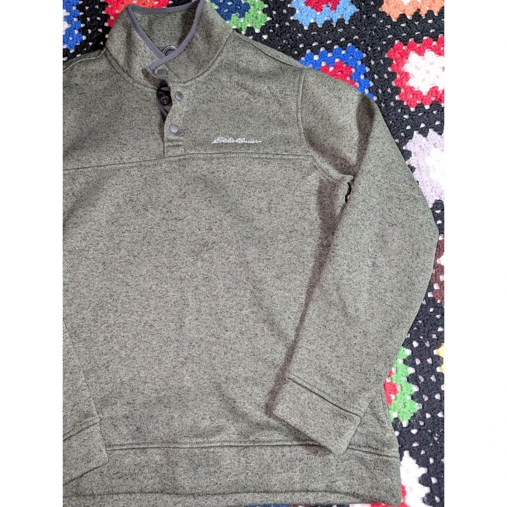 Eddie Bauer Sweater Men's Medium Green Radiator‎ Fleece Pullover Outdoor